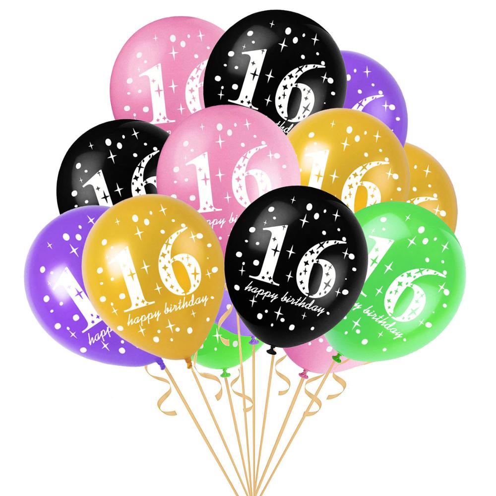 10Pcs Sweet 16 Balloon Decoration Happy Birthday Pa..